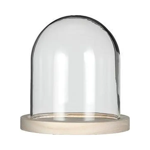 Ideas 4 Seasons Decoratie Stolp - Glas - Houten Plateau - D12 X H13 Cm thumbnail