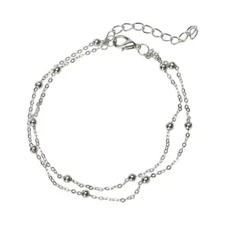 Fako Bijoux® - Enkelbandje - Enkelsieraad - Balletjes Duo - Zilverkleurig