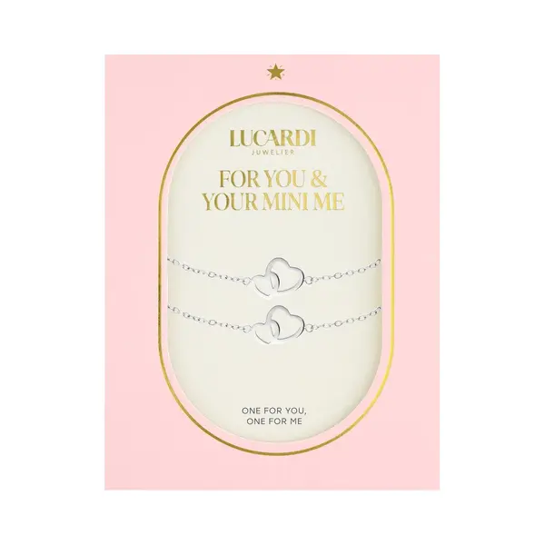 Lucardi Dames Stalen Armbanden Moeder/Dochter Hart/hart - Armband - Staal - Zilverkleurig - 20 Cm - Valentijn Cadeau thumbnail
