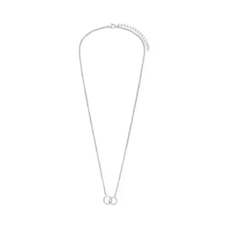 Lucardi Dames Stalen Ketting Met 2 Cirkels - Ketting - Staal - Zilverkleurig - 47 Cm