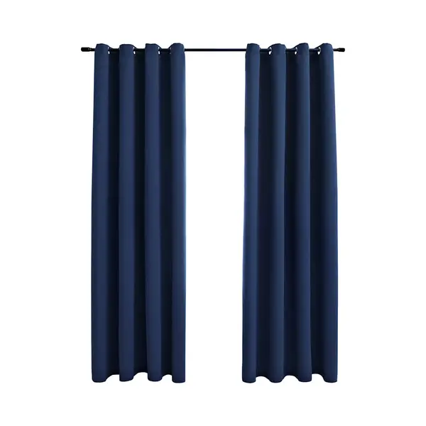 Verdunkelungsvorhänge Mit Metallösen 2 Stk. Blau 140x175 Cm Vidaxl thumbnail