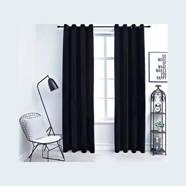 Vidaxl Verdunkelungsvorhänge Mit Ösen 2 Stk. Samt Schwarz 140x225 Cm thumbnail