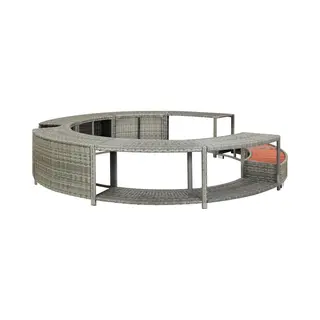 VidaXL - Hottub-ombouw - Poly - Rattan - Grijs