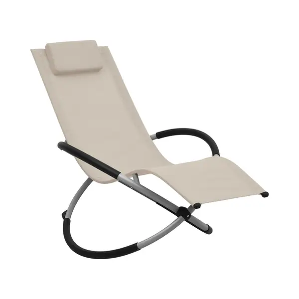 VidaXL 47794 Gartenstuhl Lounge Gepolsterter Sitz Stahl Cremefarben, Grau thumbnail