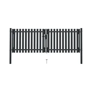 Double Door Fence Gate Steel 306x125 Cm Anthracite Vidaxl