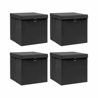 Aufbewahrungsboxen Mit Deckeln 4 Stk. Schwarz 32x32x32 Cm Stoff Vidaxl