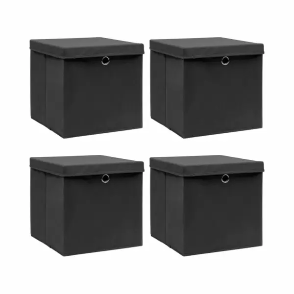 Aufbewahrungsboxen Mit Deckeln 4 Stk. Schwarz 32x32x32 Cm Stoff Vidaxl thumbnail