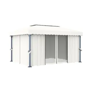 Vidaxl - Gazebo With Curtain 4x3 M Cream White Aluminium