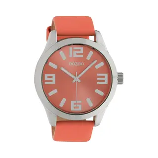 Oozoo Dameshorloge Met Leren Band Classic Color Line Xl 47 Mm, C10675 - Abrikoos/abrikoos, Extra Groot, Bandjes, C10675 - Abrikoos/abrikoos, Riem