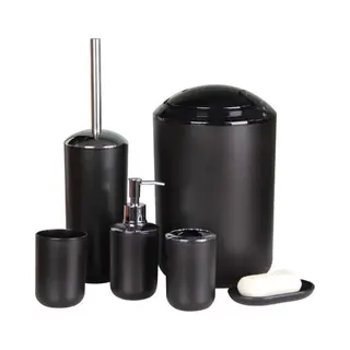 Buxibo Toiletset 6-delig - Toiletaccessoireset - Wc Set - Toiletborstelhouder - Zeep Dispenser / Pomp - Tandenborstelhouder - Zwart