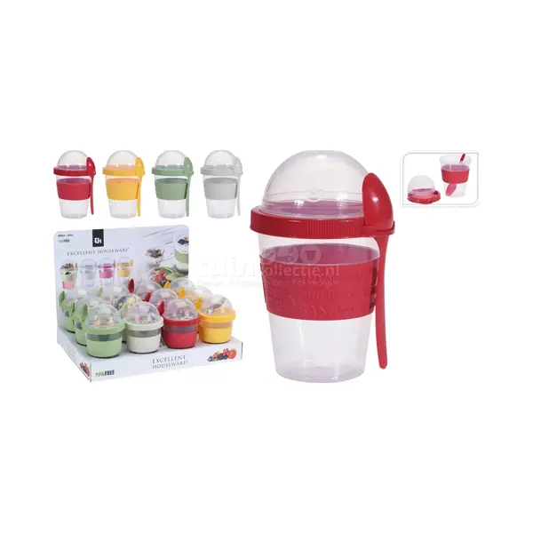 Excellent Houseware Salat-Joghurt-Becher - 1 Löffel - 4 Farben Zufällig Geliefert thumbnail