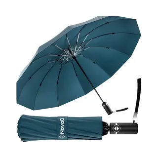 NovaQ Stormparaplu Opvouwbaar Met Beschermhoes - Grote Paraplu 110 Cm - Forrest Green - Automatisch Uitklapbaar - Windproof Tot 100 Km P/U