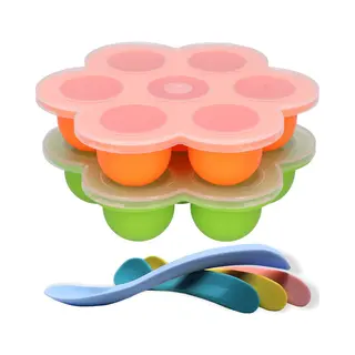 Hi Nature™ Babyvoeding Bewaarbakjes Set - 100% Bpa-vrij Siliconen - Inclusief 4 Babylepels - (2 Stuks)