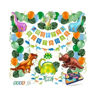 Fissaly 87 Stuks Dinosaurus Jungle Decoratie Set – Dino & Safari Verjaardag Versiering – Thema Kinderfeestje