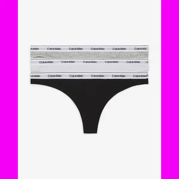 Calvin Klein Unterwäsche Tanga 3er-Pack Icon Logo Schwarz / Weiß / Graumeliert Damen Xl thumbnail