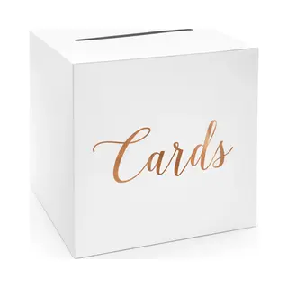 PartyDeco Enveloppendoos Wit / Rosegoud - Cards - 24 Cm - Bruiloft - Huwelijk - Versieringen/decoraties