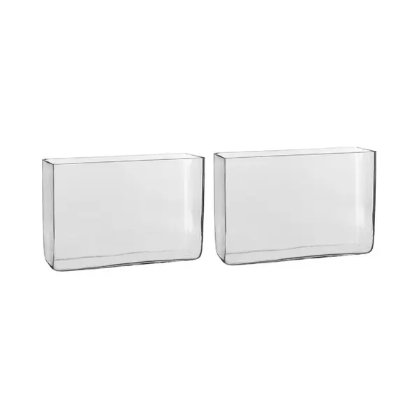 Mica Decorations Vaas - 2x - Rechthoek - Glas - 30 X 10 X 20 Cm - Accubak - Glazen Vazen - Woonaccessoires thumbnail
