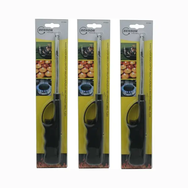 Benson Gas/bbq/keuken/kaarsen Aanstekers - 3x Stuks - Van 27 Cm - Flexibele Hals - Kinderslot thumbnail