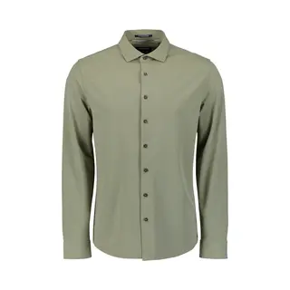 No Excess Travel Jersey Shirt Olijf, Effen