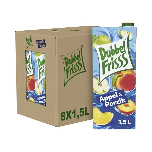 Dubbelfrisss Appel-Perzik Frisdrank - Vruchtenfrisdrank Met 15% Sap - 8 X 1, 5L thumbnail