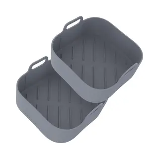 KitchenLove Airfryer Bakjes Siliconen Xl - 2 Stuks - Vierkant Mandje - Bakpapier Alternatief - Accessoires - Bpa Vrij - 20CM