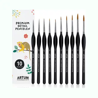 Artum Penselen Set Voor Schilderen Op Nummer - 10 Delig - Waterverf - Aquarelverf - Acrylverf - Modelbouw - Warhammer 40k - Volwassenen