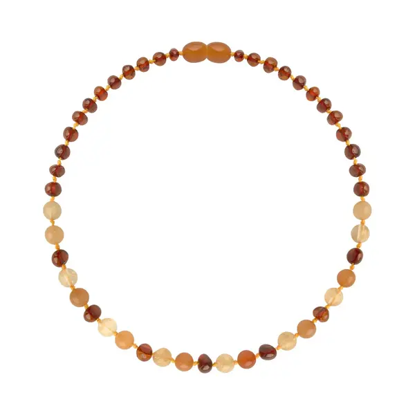 ForDig Wild Sun Barnsteen Ketting Volwassene - Amber Ketting - Baltische Barnsteen – 45 Cm – Cognac / Aventurijn thumbnail
