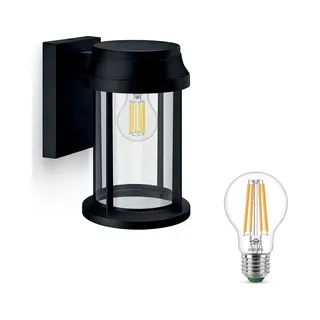 Philips Bellini Wandlamp Voor Buiten Neerwaarts (Zwart) - Buitenlamp - E27 - Warmwit Licht - Niet Dimbaar