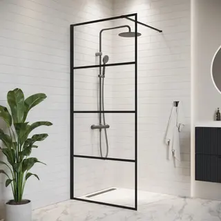 Badplaats Douchewand Essos 70 X 200 Cm – Zwart – Inloopdouche 8 Mm Veiligheidsglas