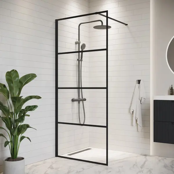 Badplaats Douchewand Essos 70 X 200 Cm – Zwart – Inloopdouche 8 Mm Veiligheidsglas thumbnail
