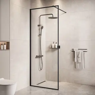 Badplaats Douchewand Georgia 50 X 200 Cm – Zwart – Inloopdouche 8 Mm Veiligheidsglas