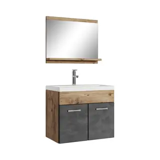 Badplaats Badezimmer Badmöbel-set Montreal 02 60cm Waschbecken Kastanien E