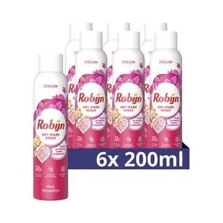 Robijn Pink Sensation Dry Wash Spray - 6 X 200 Ml - Voordeelverpakking
