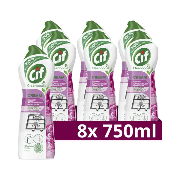 8x Cif Schuurmiddel Cream Pink Flower 750 Ml thumbnail