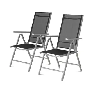 909 Outdoor - Tuinstoelen - Set Van 2 - Verstelbare Rugleuning - Inklapbaar - Zitstoelen - Aluminium