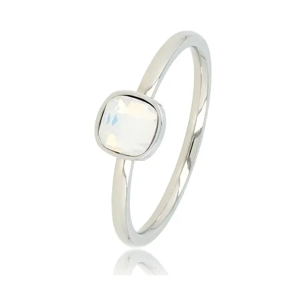 My Bendel - Ring Zilverkleurig Met Vierkante Quartz Glassteen - Zilverkleurige Aanschuifring - Vierkante Quartz Glassteen - Met Luxe Cadeauverpakking thumbnail