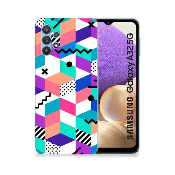 B2Ctelecom Samsung Galaxy A32 5G Tpu Hoesje Blokken Kleurrijk thumbnail