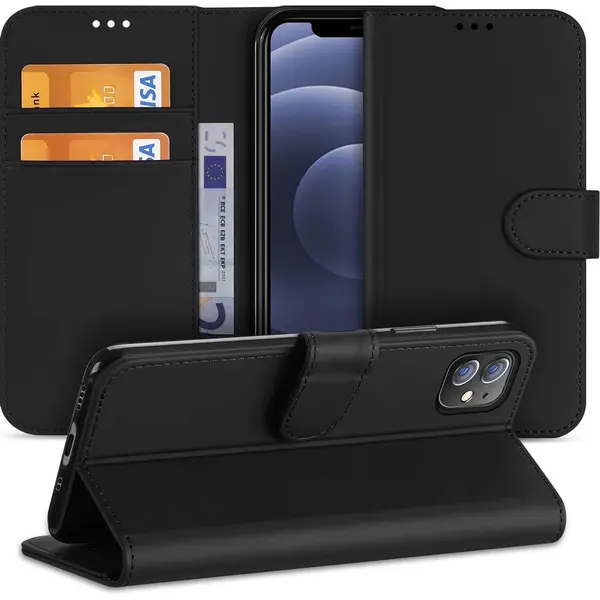 B2Ctelecom Bookcase IPhone 12 Mini Zwart Met Pasjeshouder thumbnail