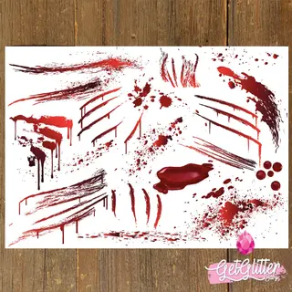 GetGlitterBaby® - Bloed Tattoo Halloween Decoratie Versiering / Carnaval Schmink Make Up Plak Tattoos / Tijdelijke Tattoo / Nep Tatoeage - Bloed