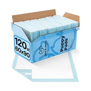 Jake And Jacky Puppy Training Pads 60 X 90 Cm - 120 Stuks - Met Plakstrip - Zindelijkheidstraining Hond - Hondentoilet - Plasmatjes Hond - Plasdoeken