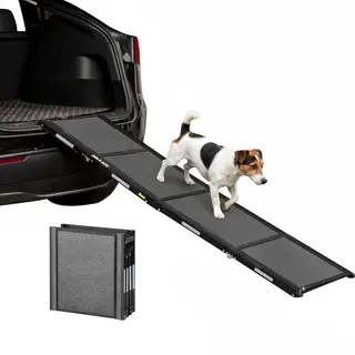 Jake And Jacky Hondenloopplank Voor Auto - Opvouwbare Hondentrap - Antislip Loopplank Voor Hond - Inklapbaar – Reflecterend - 160x44 Cm - Gewicht