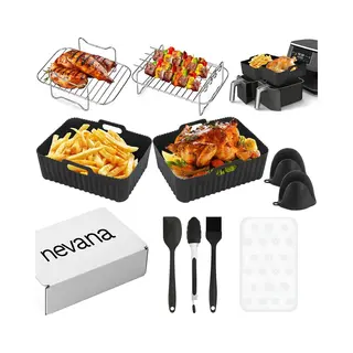 Nevana Airfryer Accessoires - Pizza Pan - Spiesrek - Rooster - Heteluchtfriteuse Accessoires Set - Geschikt Voor Alle Airfryers Xl En Xxl -