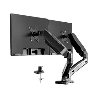 Douxe® Dubbele Monitor Arm - Voor Twee Scherm - Monitorbeugel Voor 13 T/m 32 Inch- Zwart - Fm-SPM2