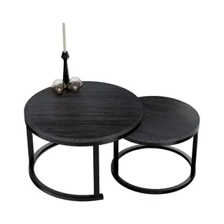 HeyHeaven Home Heaven® Couchtisch Rund Schwarz Holz - Runder Wohnzimmertische 2er Set Für Wohnzimmer - Ø60cm Ø40cm