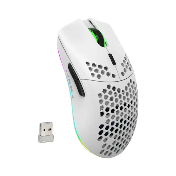 Hxsj T66 2.4G Wireless Gaming Mouse - Computermäuse - Ultraleicht - Kompakt Für Unterwegs - Rgb-Beleuchtung - Weiß thumbnail