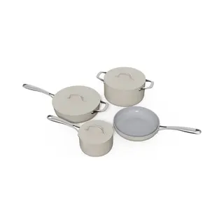 Safecourt Kitchen 7-delige Keramische Pannenset - Inductie, Elektrisch, Keramisch & Gas - Pfas & Ptfe Vrij