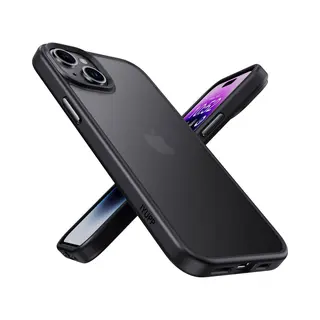 Iyupp Hoesje Geschikt Voor IPhone 15 Plus Hoesje - Shockproof Back Cover - Mat Zwart Transparant