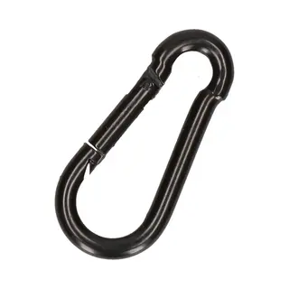 1x Stuks Karabijnhaak / Karabijnhaken Zwart Gelakt Staal 5 Cm - Snaphooks/ Carabiners