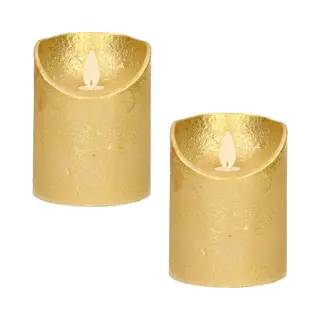 Anna's Collection Stompkaars - 2x - Led - Goud - H10 Cm - Bewegende Vlam - Kaars