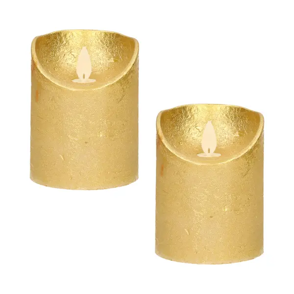 Anna's Collection Stompkaars - 2x - Led - Goud - H10 Cm - Bewegende Vlam - Kaars thumbnail